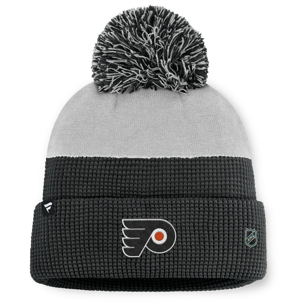 NHL Philadelphia Flyers Fanatics Authentic Pro Home Ice Cuffed Knit Hat with Pom - Black/Gray