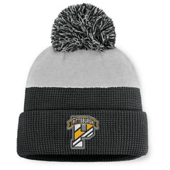 NHL Pittsburgh Penguins Fanatics Authentic Pro Home Ice Cuffed Knit Hat with Pom - Black/Gray
