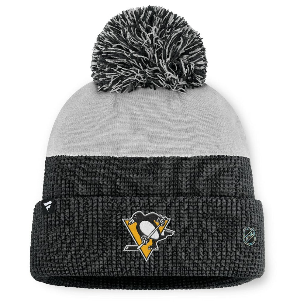 NHL Pittsburgh Penguins Fanatics Authentic Pro Home Ice Cuffed Knit Hat with Pom - Black/Gray