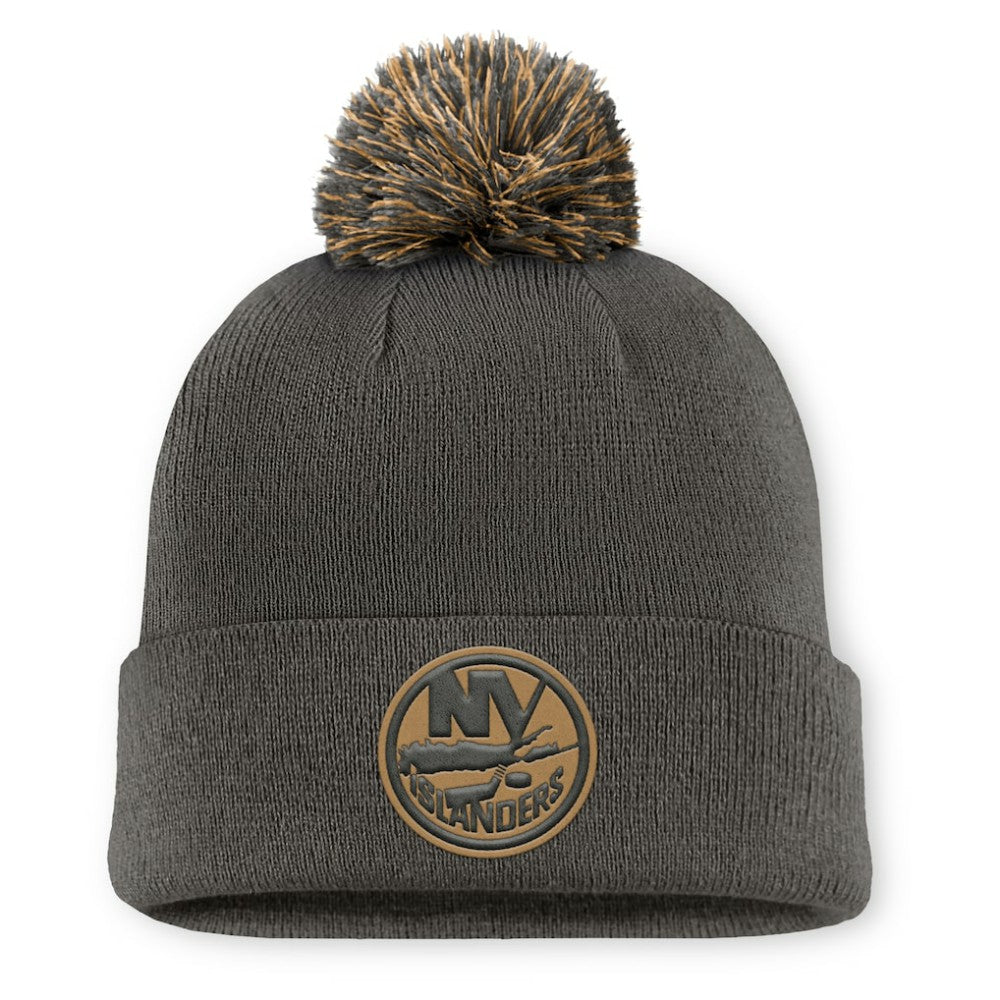 NHL New York Islanders Fanatics Authentic Pro Military Appreciation Cuffed Knit Hat with Pom - Charcoal