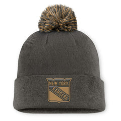 NHL New York Rangers Fanatics Authentic Pro Military Appreciation Cuffed Knit Hat with Pom - Charcoal