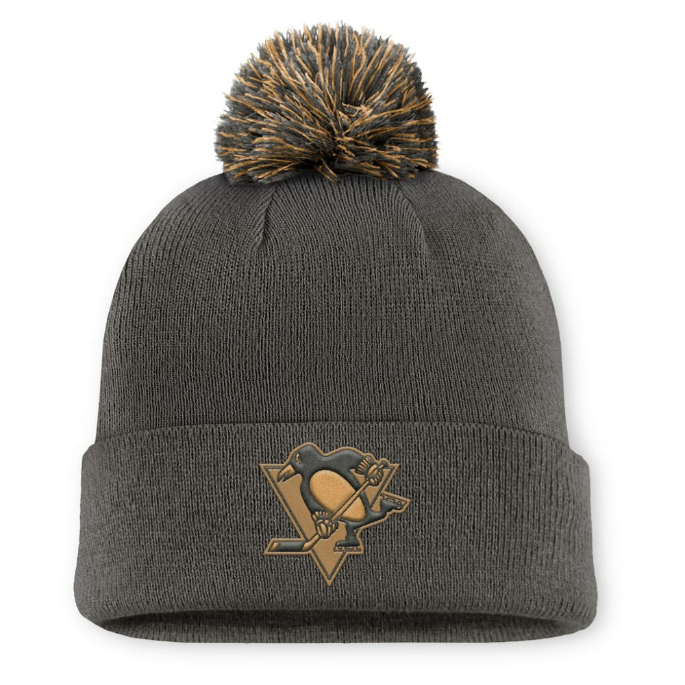 NHL Pittsburgh Penguins Fanatics Authentic Pro Military Appreciation Cuffed Knit Hat with Pom - Charcoal