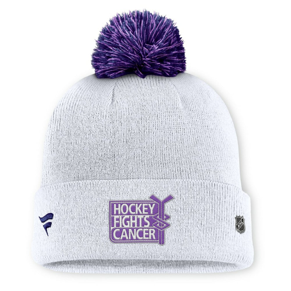 NHL New York Rangers Fanatics Authentic Pro Hockey Fights Cancer Cuffed Knit Hat with Pom - White