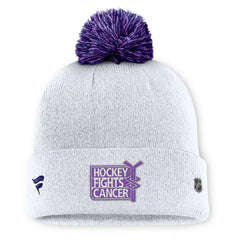 NHL Vegas Golden Knights Fanatics Authentic Pro Hockey Fights Cancer Cuffed Knit Hat with Pom - White