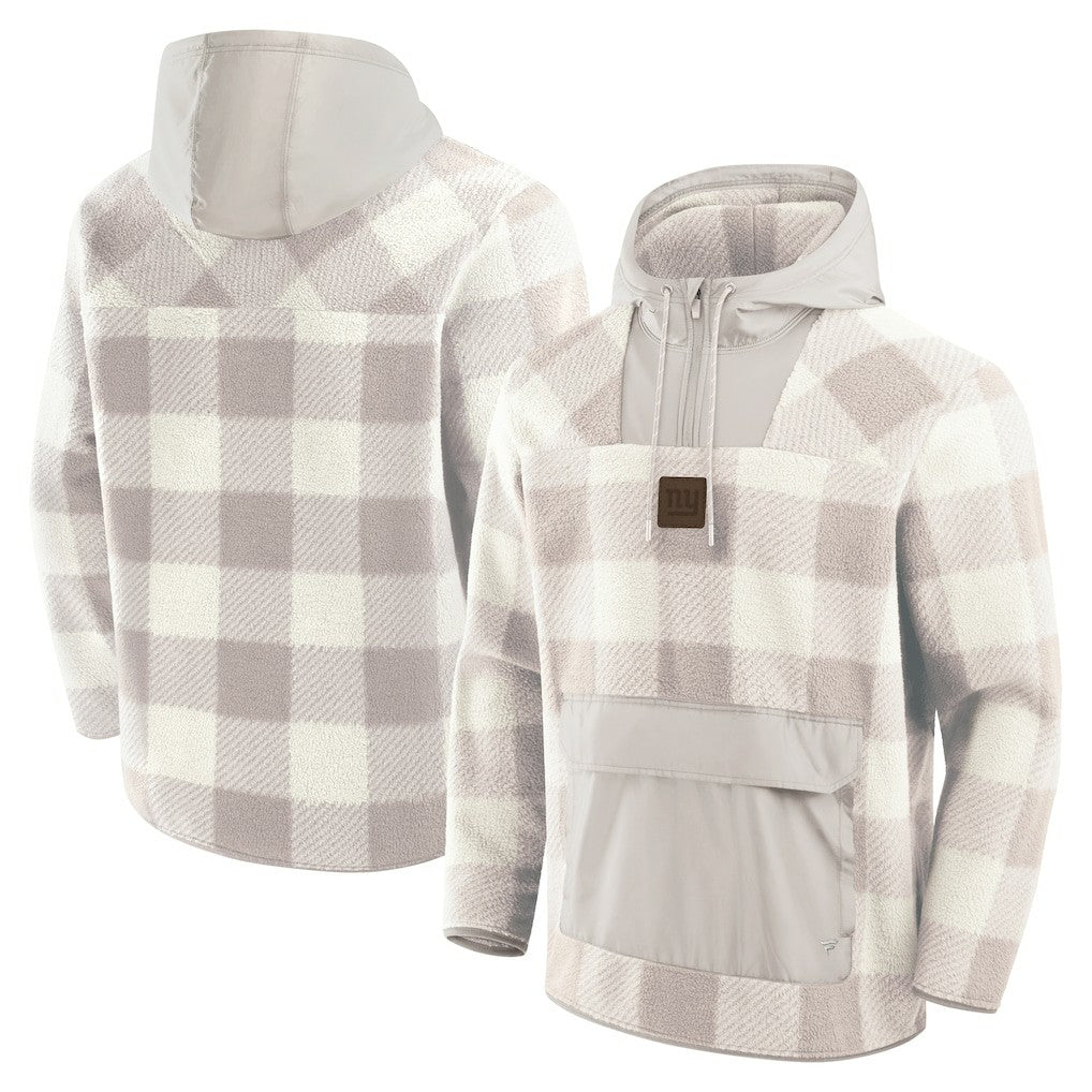 New York Giants Elements Plaid Polar Fleece Quarter-Zip Hoodie Gray