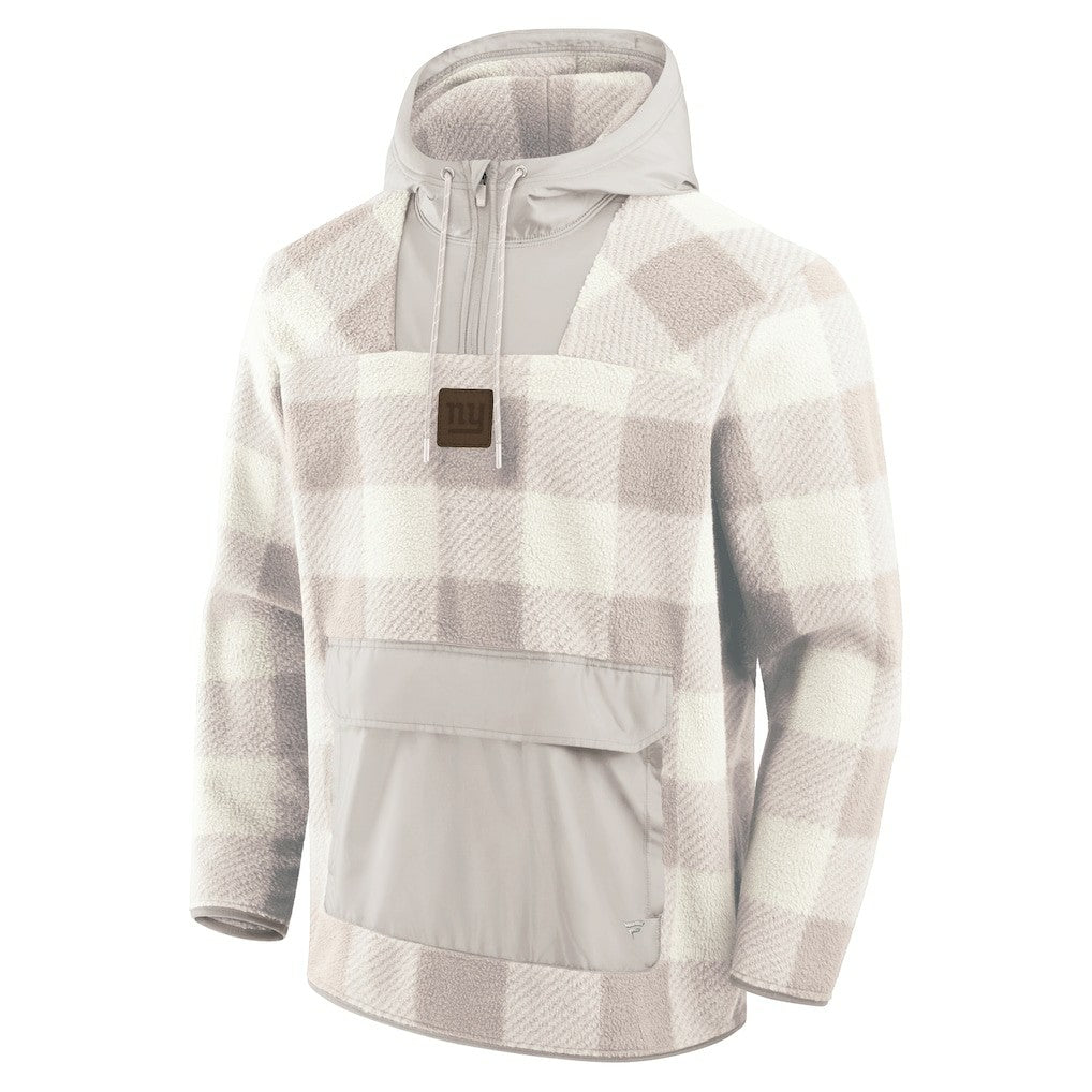 New York Giants Elements Plaid Polar Fleece Quarter-Zip Hoodie Gray