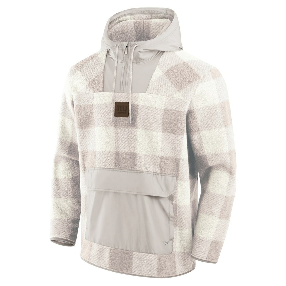 New York Giants Elements Plaid Polar Fleece Quarter-Zip Hoodie Gray
