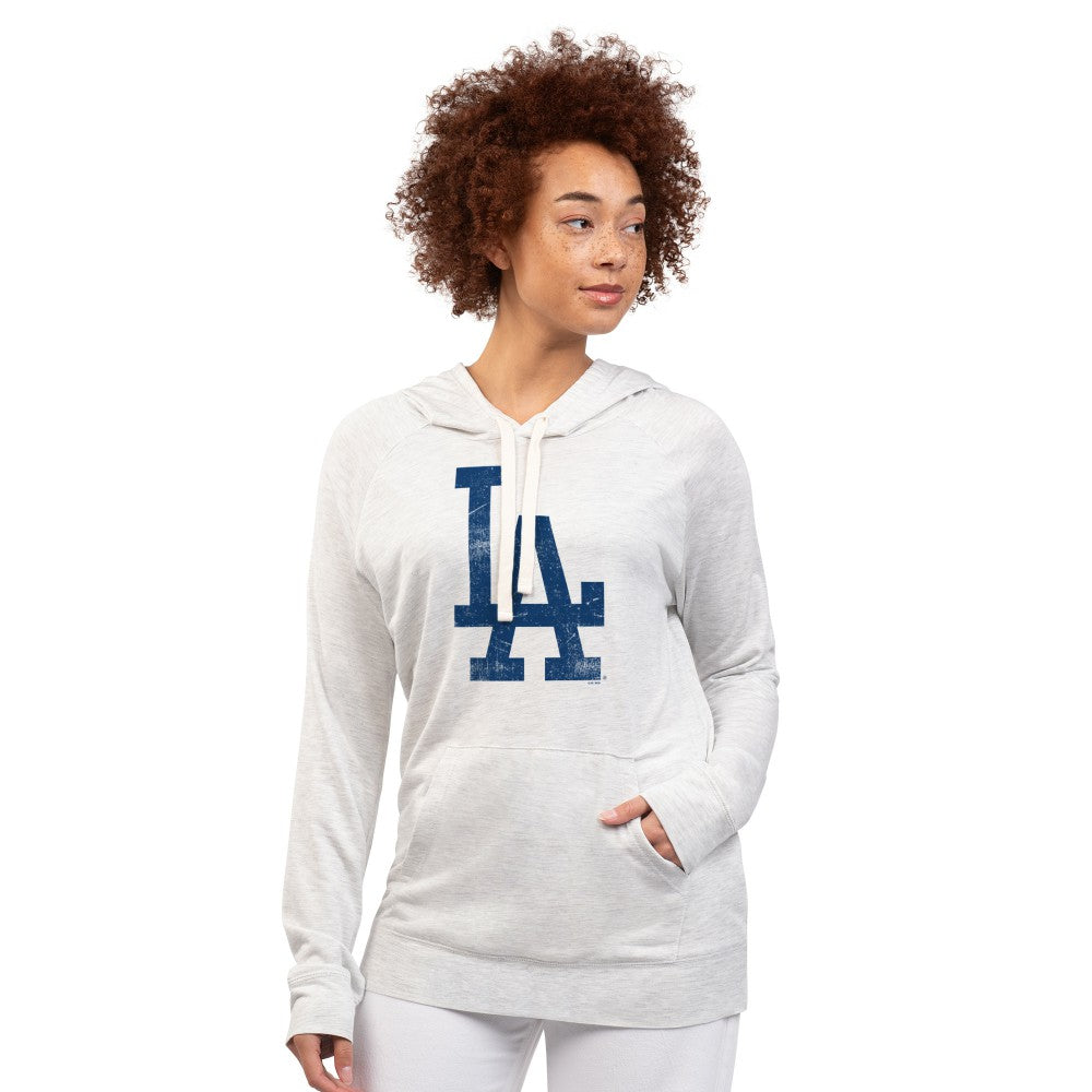 Los Angeles Dodgers G-III 4Her by Carl Banks Women's Pregame Pullover Hoodie - Oatmeal Hoodies