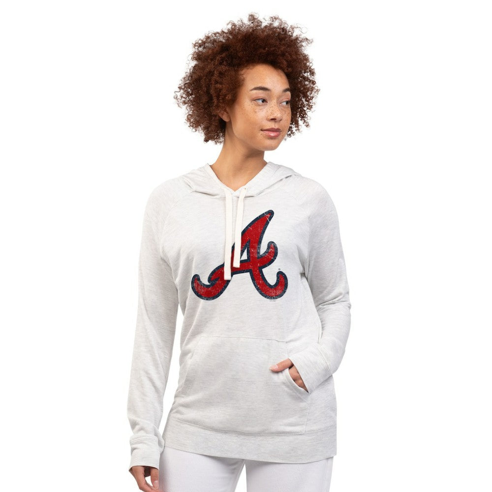Atlanta Braves G-III 4Her by Carl Banks Women's Pregame Pullover Hoodie - Oatmeal Hoodies