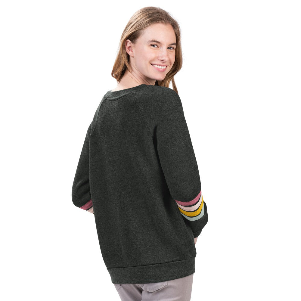 New York Mets G-III 4Her by Carl Banks Women's Allana Stripe Pullover Sweatshirt - Charcoal Pullover