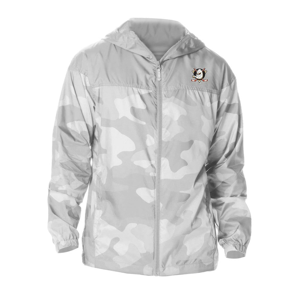 NHL Anaheim Ducks Columbia Camo Flash Challenger Omni-Shade Full-Zip Hoodie Windbreaker - Gray