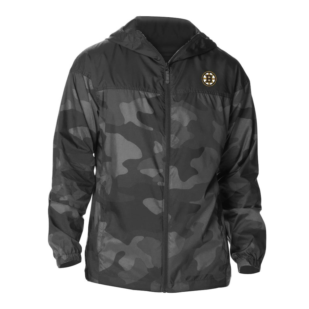 NHL Boston Bruins Columbia Camo Flash Challenger Omni-Shade Full-Zip Hoodie Windbreaker - Black