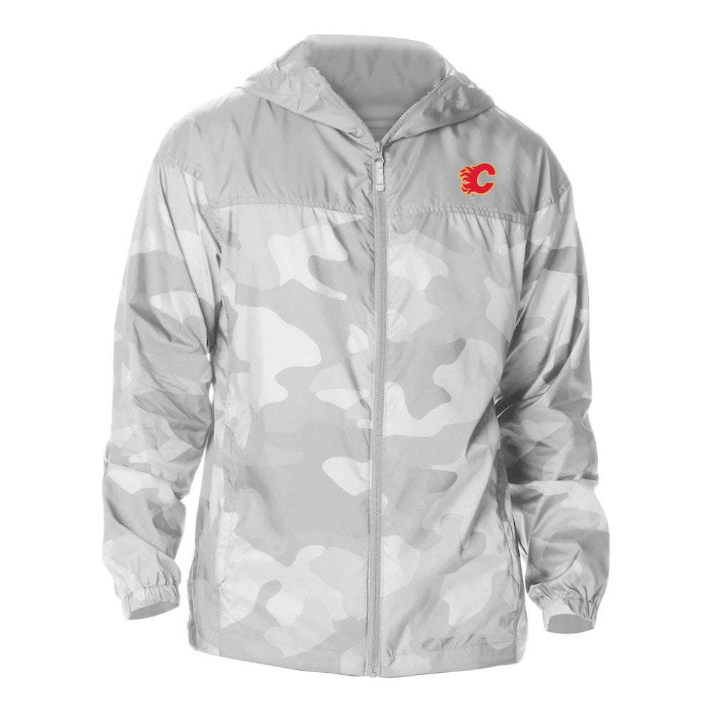 NHL Calgary Flames Columbia Camo Flash Challenger Omni-Shade Full-Zip Hoodie Windbreaker - Gray