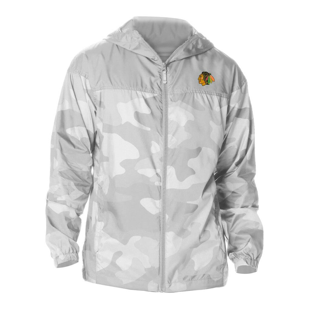 NHL Chicago Blackhawks Columbia Camo Flash Challenger Omni-Shade Full-Zip Hoodie Windbreaker - Gray
