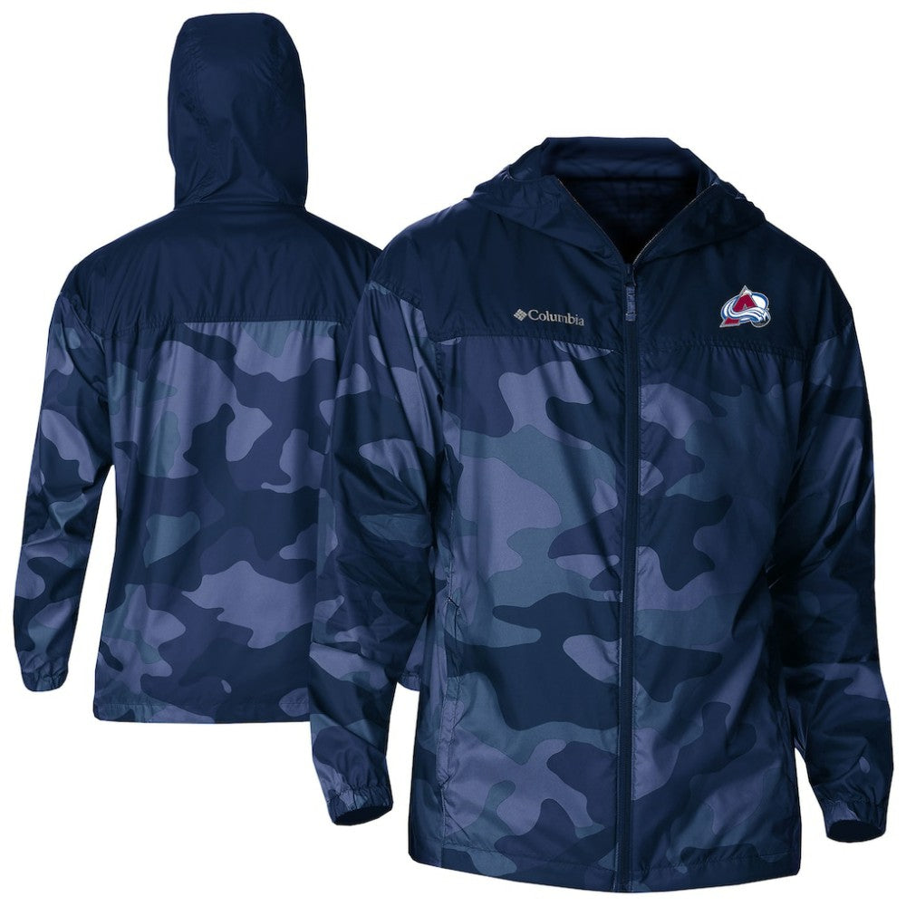 NHL Colorado Avalanche Columbia Camo Flash Challenger Omni-Shade Full-Zip Hoodie Windbreaker - Navy