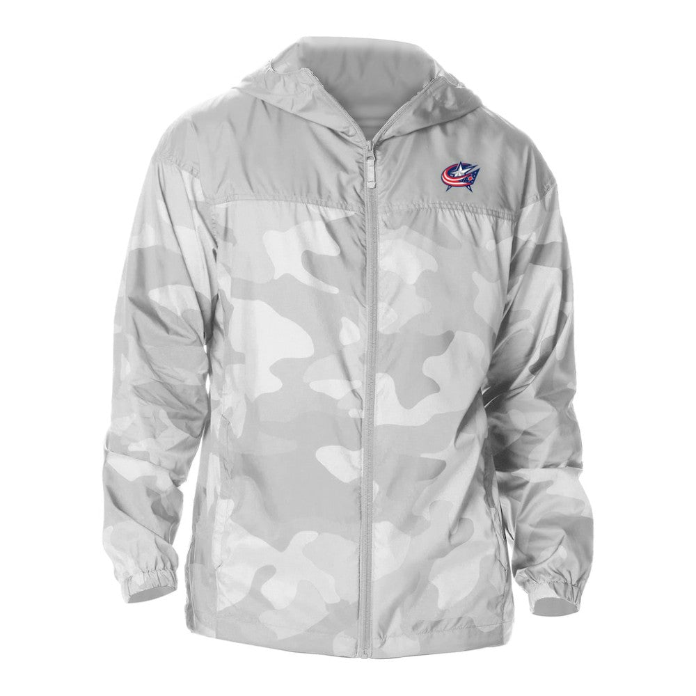 NHL Columbus Blue Jackets Columbia Camo Flash Challenger Omni-Shade Full-Zip Hoodie Windbreaker - Gray