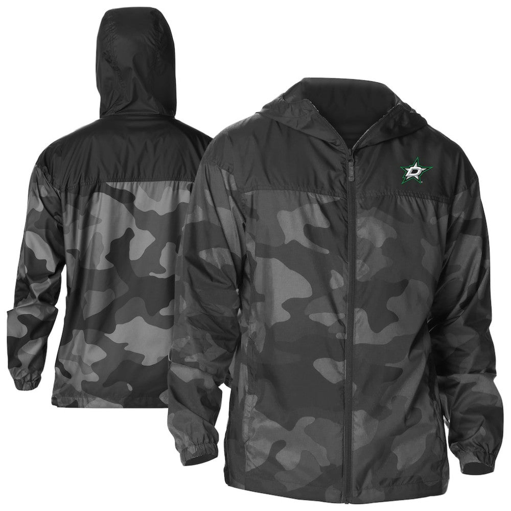 NHL Dallas Stars Columbia Camo Flash Challenger Omni-Shade Full-Zip Hoodie Windbreaker - Black