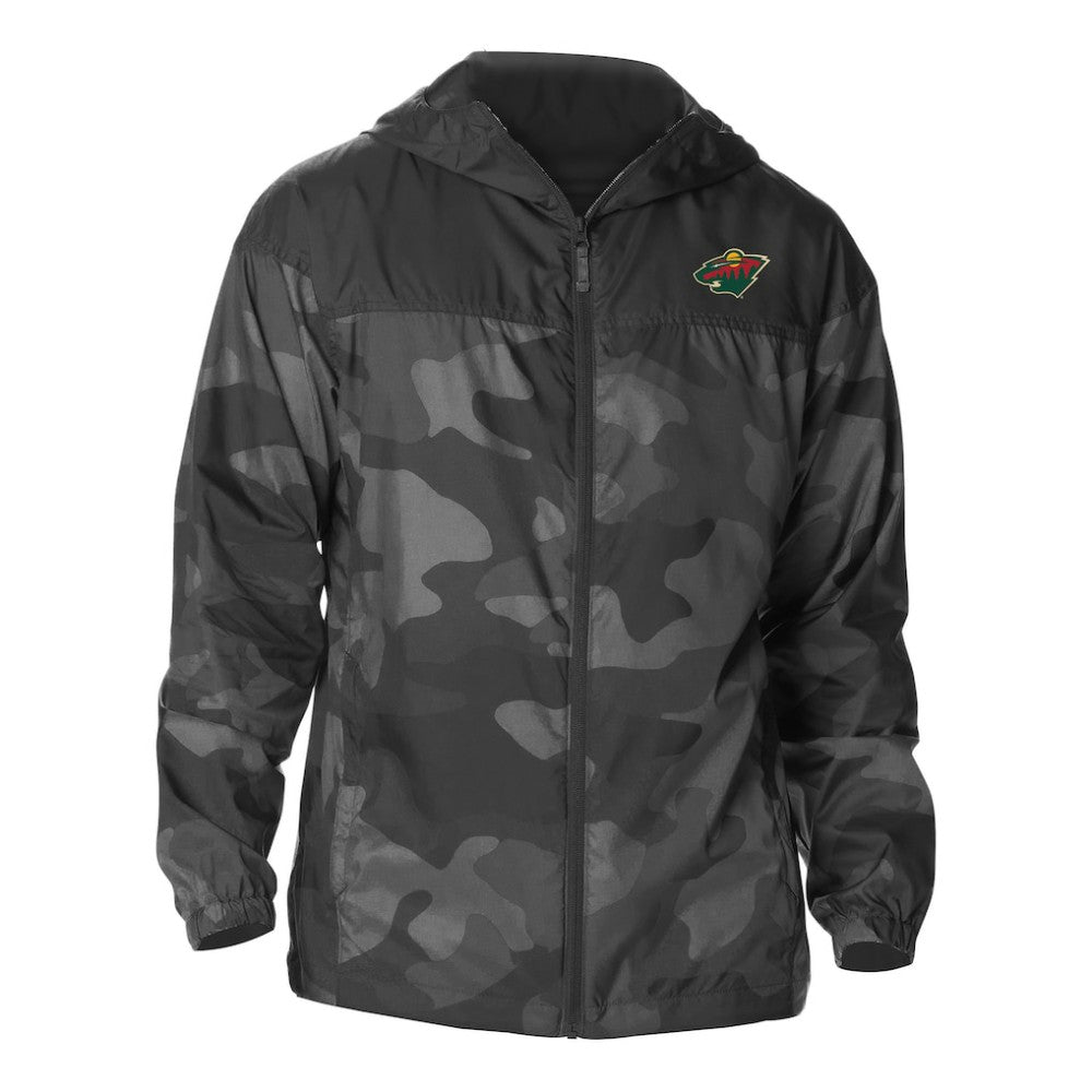 NHL Minnesota Wild Columbia Camo Flash Challenger Omni-Shade Full-Zip Hoodie Windbreaker - Black