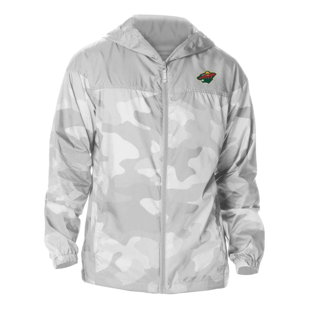 NHL Minnesota Wild Columbia Camo Flash Challenger Omni-Shade Full-Zip Hoodie Windbreaker - Gray