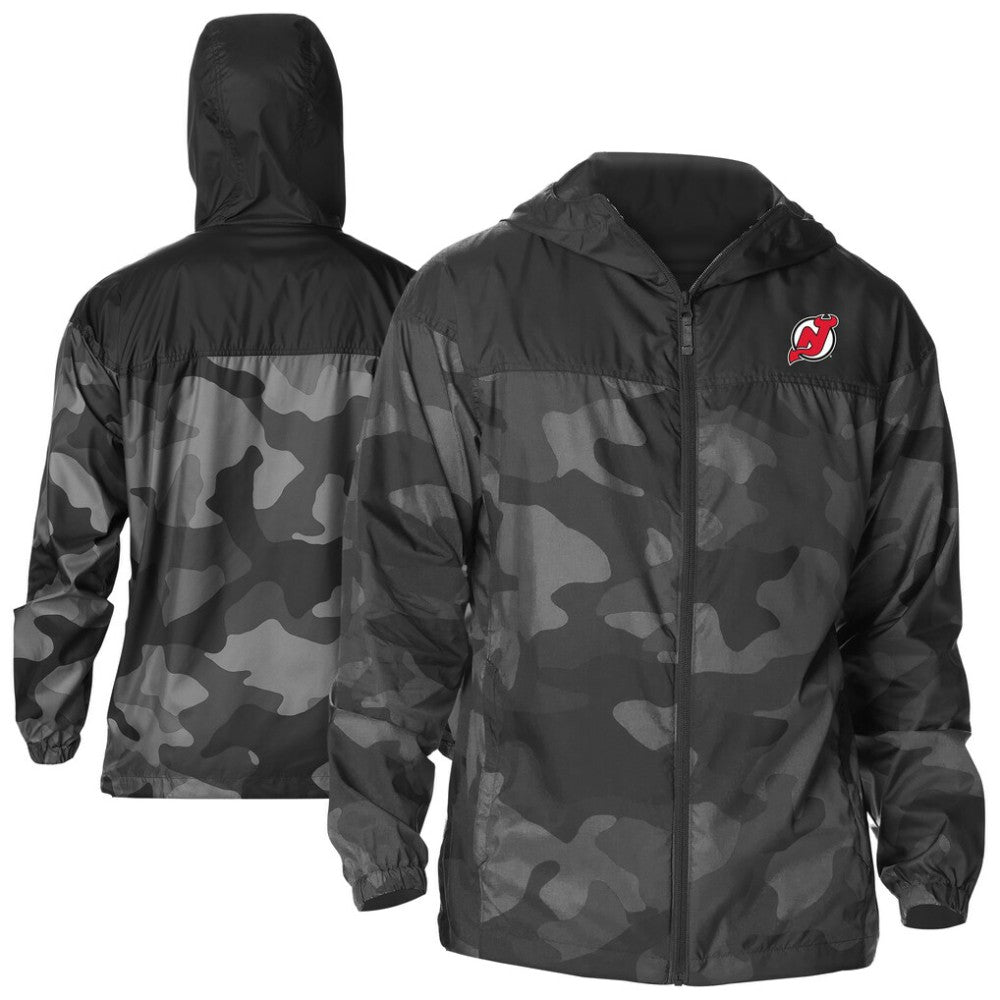 NHL New Jersey Devils Columbia Camo Flash Challenger Omni-Shade Full-Zip Hoodie Windbreaker - Black