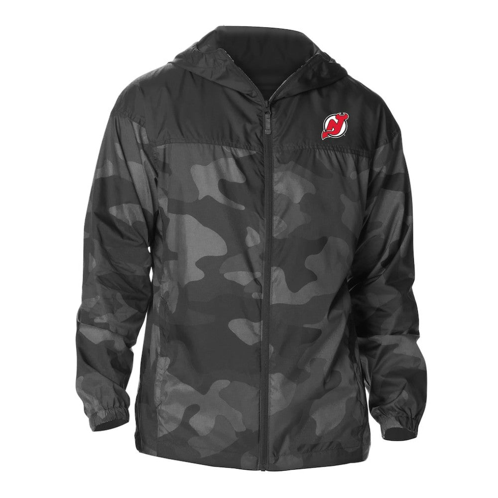 NHL New Jersey Devils Columbia Camo Flash Challenger Omni-Shade Full-Zip Hoodie Windbreaker - Black