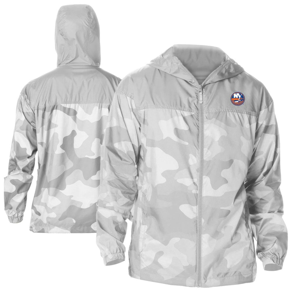 NHL New York Islanders Columbia Camo Flash Challenger Omni-Shade Full-Zip Hoodie Windbreaker - Gray