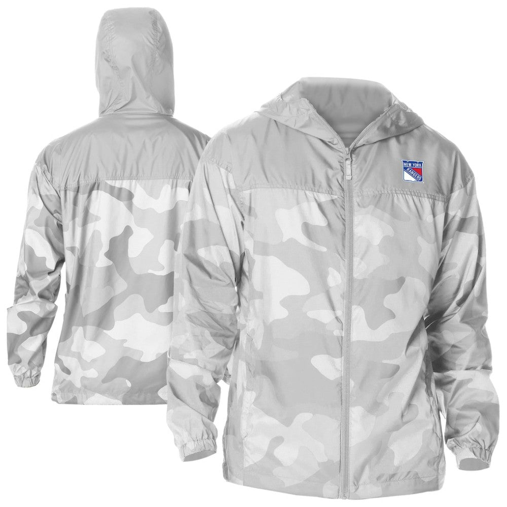 NHL New York Rangers Columbia Camo Flash Challenger Omni-Shade Full-Zip Hoodie Windbreaker - Gray