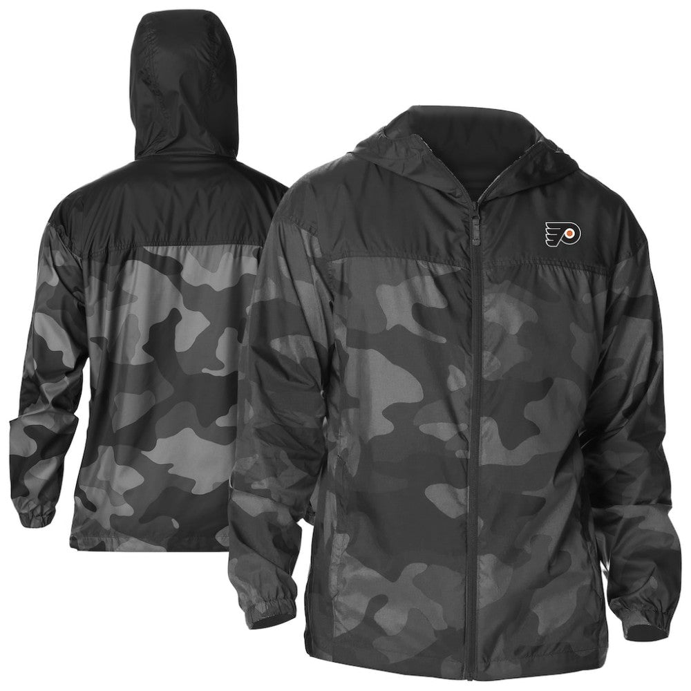 NHL Philadelphia Flyers Columbia Camo Flash Challenger Omni-Shade Full-Zip Hoodie Windbreaker - Black