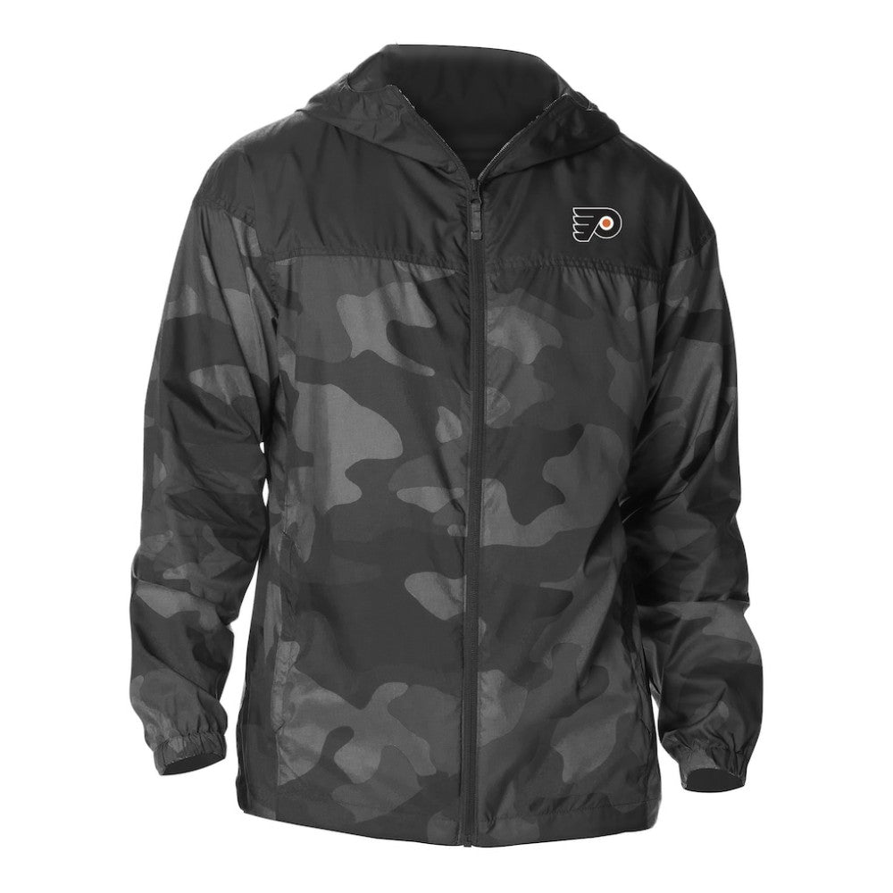 NHL Philadelphia Flyers Columbia Camo Flash Challenger Omni-Shade Full-Zip Hoodie Windbreaker - Black