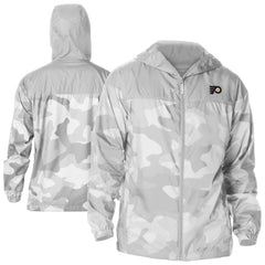 NHL Philadelphia Flyers Columbia Camo Flash Challenger Omni-Shade Full-Zip Hoodie Windbreaker - Gray