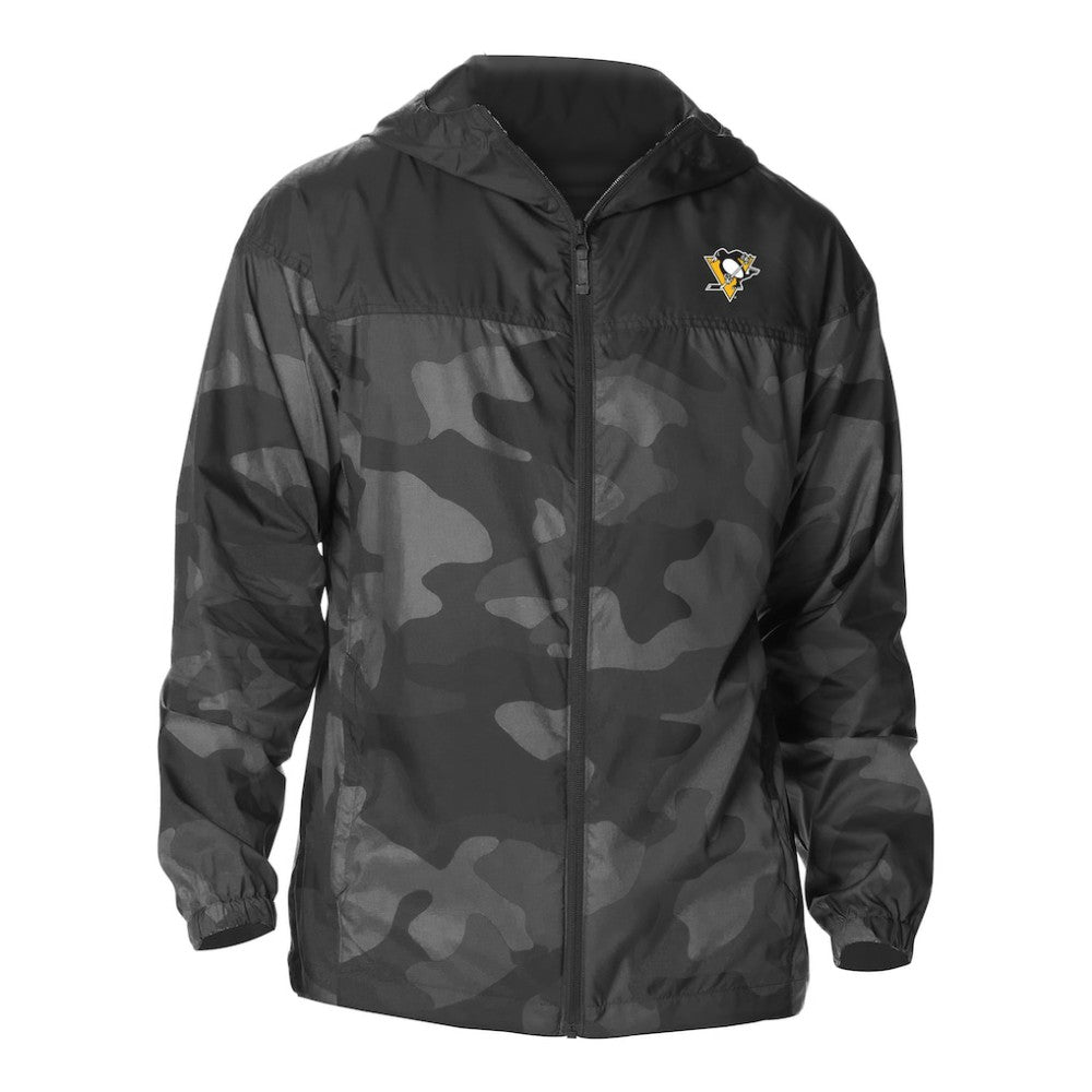 NHL Pittsburgh Penguins Columbia Camo Flash Challenger Omni-Shade Full-Zip Hoodie Windbreaker - Black