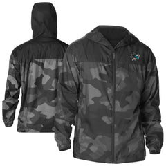 NHL San Jose Sharks Columbia Camo Flash Challenger Omni-Shade Full-Zip Hoodie Windbreaker - Black