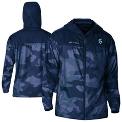 NHL Seattle Kraken Columbia Camo Flash Challenger Omni-Shade Full-Zip Hoodie Windbreaker - Navy
