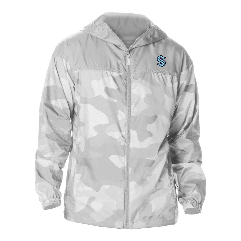 NHL Seattle Kraken Columbia Camo Flash Challenger Omni-Shade Full-Zip Hoodie Windbreaker - Gray