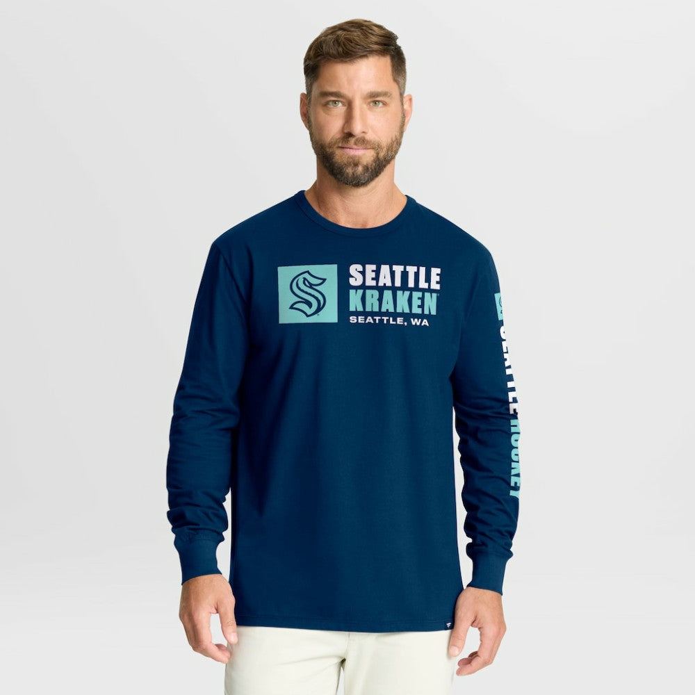 NHL Seattle Kraken Fanatics Goal Crease Legacy Long Sleeve T-Shirt - Navy