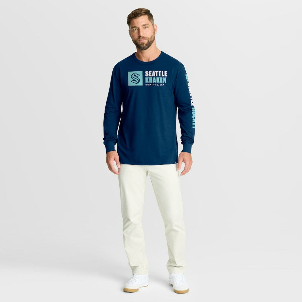 NHL Seattle Kraken Fanatics Goal Crease Legacy Long Sleeve T-Shirt - Navy