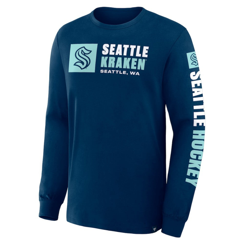 NHL Seattle Kraken Fanatics Goal Crease Legacy Long Sleeve T-Shirt - Navy