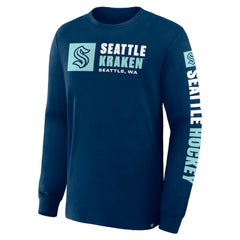 NHL Seattle Kraken Fanatics Goal Crease Legacy Long Sleeve T-Shirt - Navy