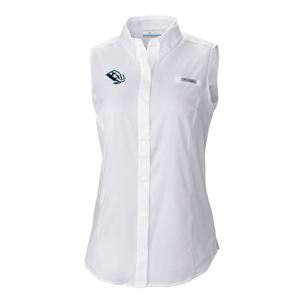 NHL Utah Mammoth Columbia Women's Tamiami Omni-Shade Sleeveless Button-Up Shirt - White