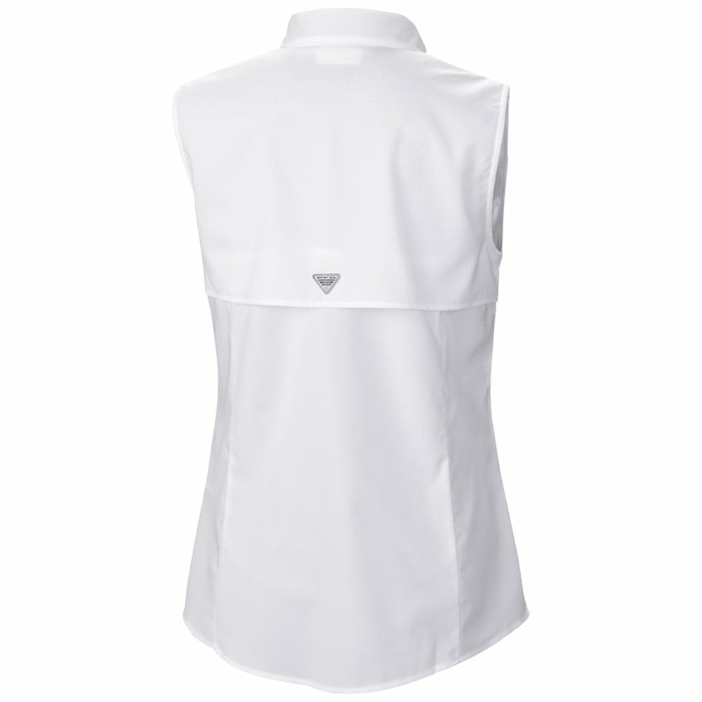 NHL Utah Mammoth Columbia Women's Tamiami Omni-Shade Sleeveless Button-Up Shirt - White