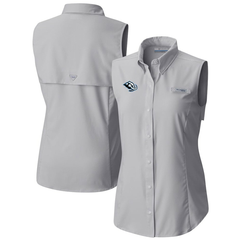NHL Utah Mammoth Columbia Women's Tamiami Omni-Shade Sleeveless Button-Up Shirt - Gray