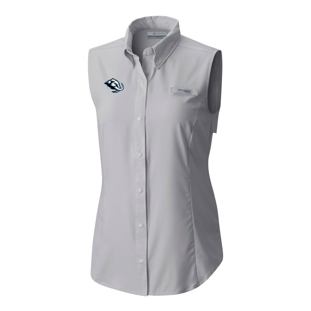 NHL Utah Mammoth Columbia Women's Tamiami Omni-Shade Sleeveless Button-Up Shirt - Gray