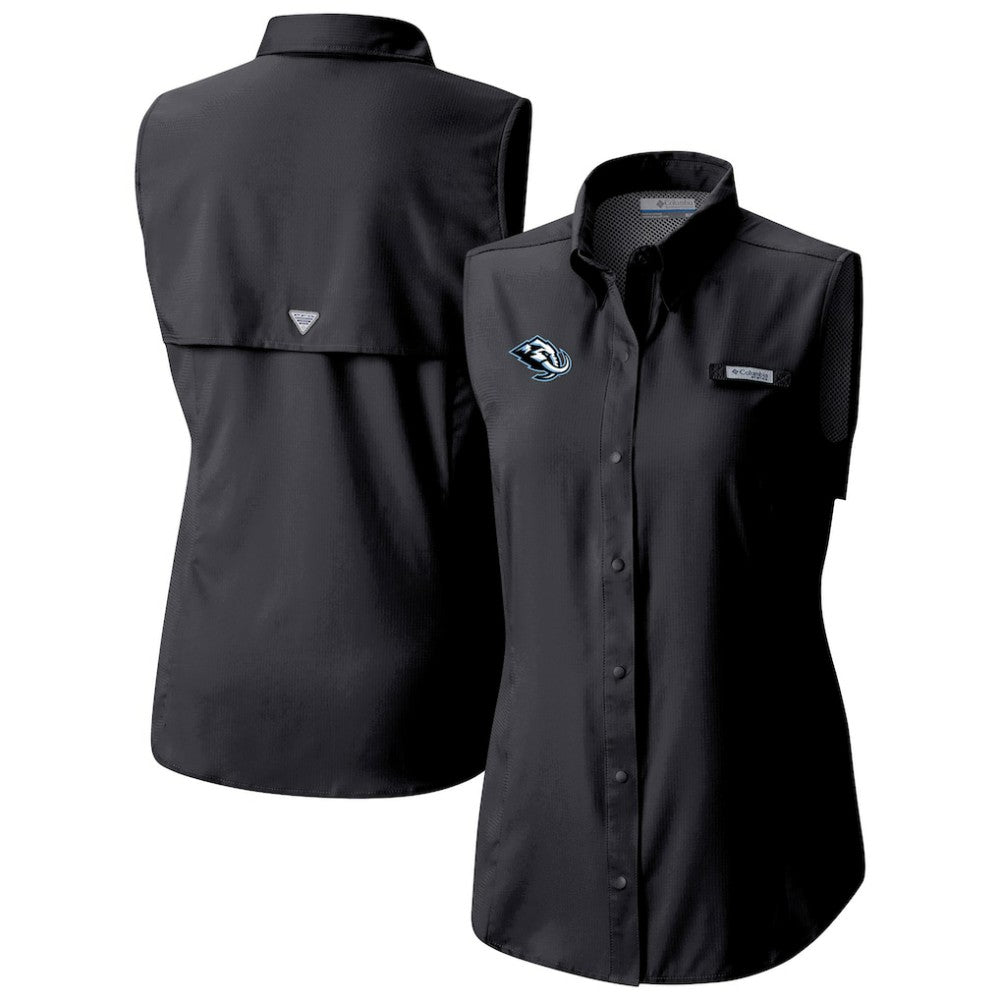 NHL Utah Mammoth Columbia Women's Tamiami Omni-Shade Sleeveless Button-Up Shirt - Black