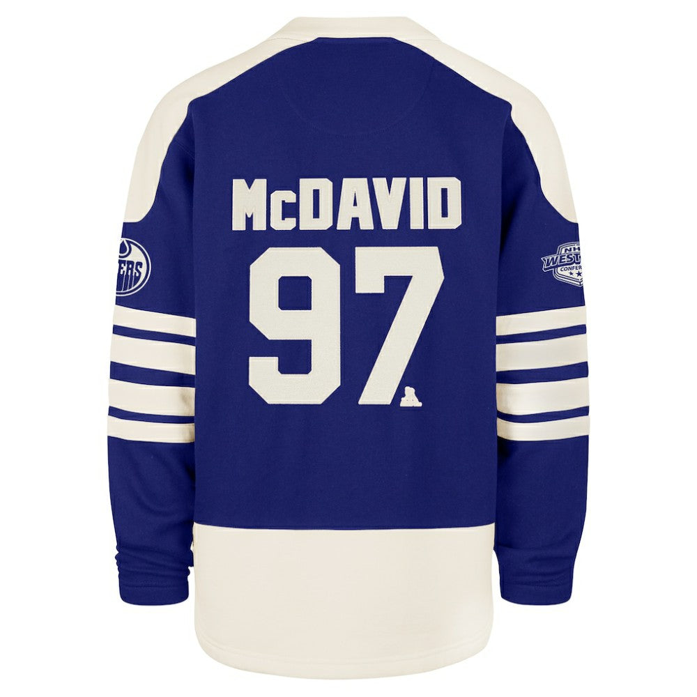 NHL Connor McDavid Edmonton Oilers '47 Player Name & Number Sweep Check Eternal Lacer Sweatshirt - Royal