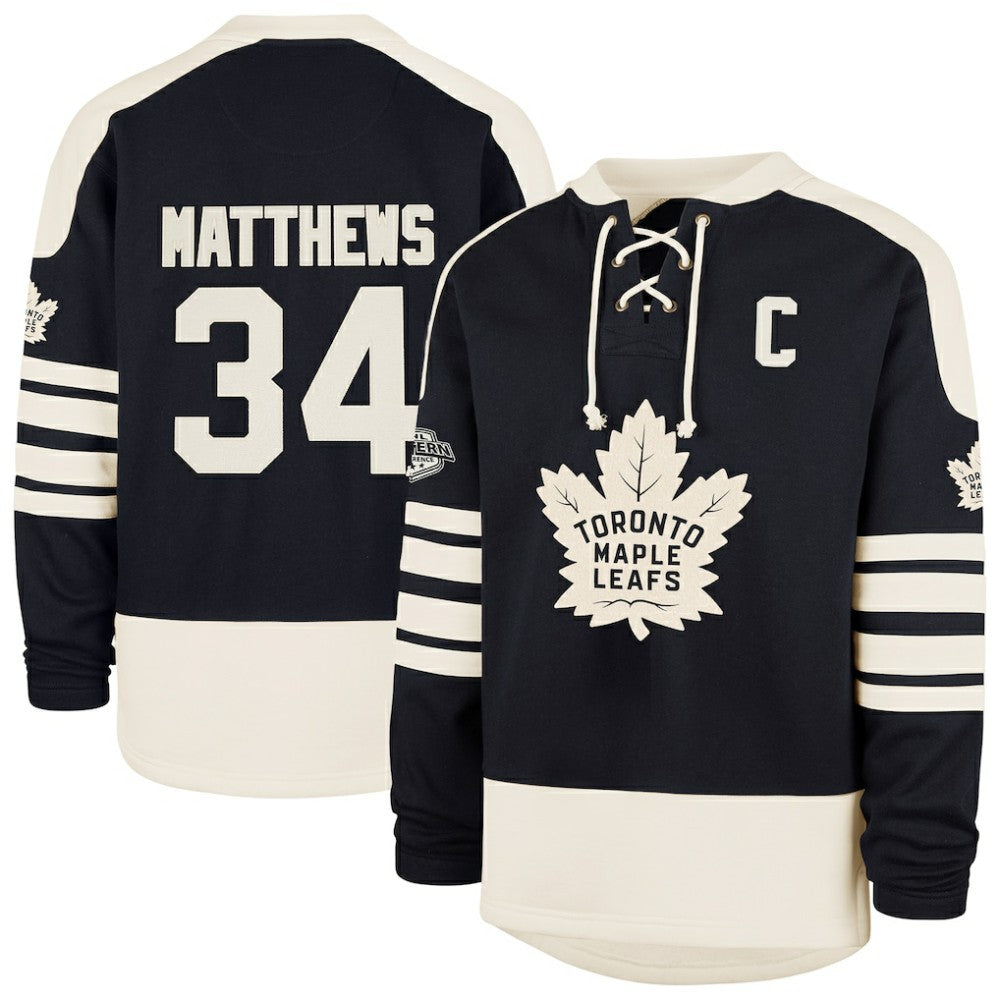 NHL Auston Matthews Toronto Maple Leafs '47 Player Name & Number Sweep Check Eternal Lacer Sweatshirt - Navy