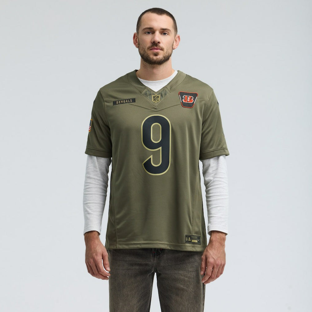 Joe Burrow Cincinnati Bengals 2025 Salute to Service Limited Jersey Olive