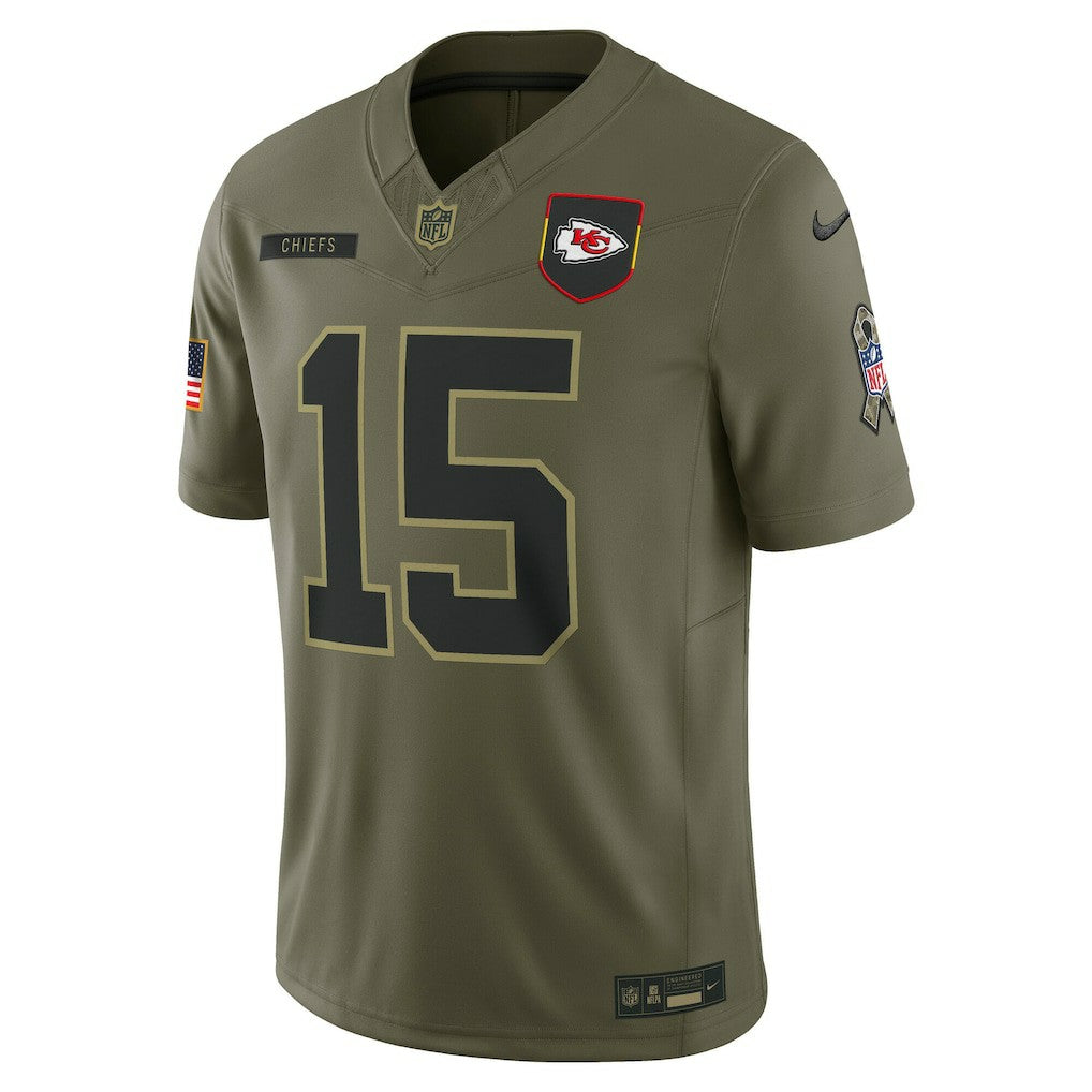 Patrick Mahomes Kansas City Chiefs 2025 Salute to Service Limited Jersey Olive