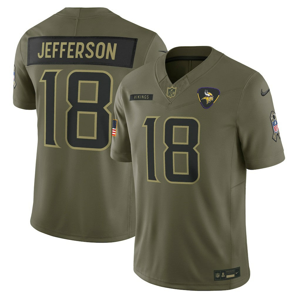 NFL Justin Jefferson Minnesota Vikings 2025 Salute to Service Limited Jersey - Olive