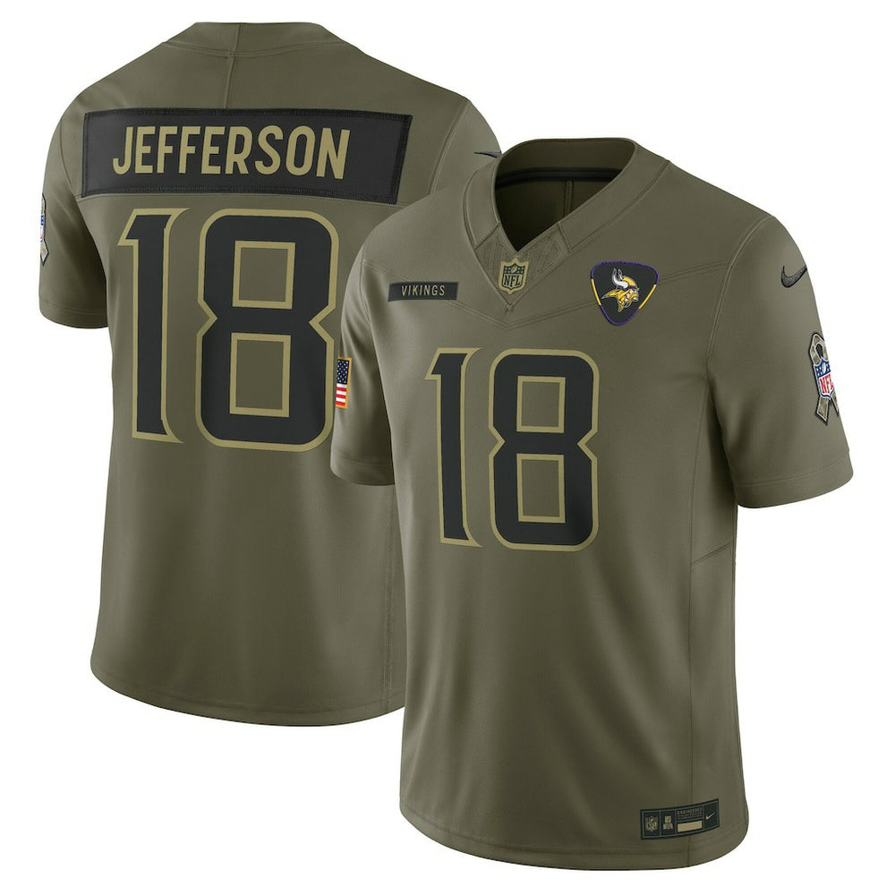 NFL Justin Jefferson Minnesota Vikings 2025 Salute to Service Limited Jersey - Olive