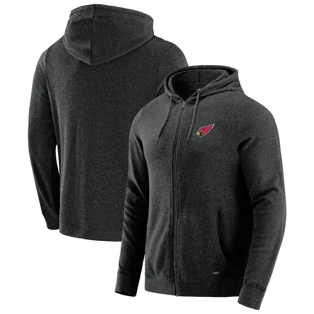 Arizona Cardinals J. Palmer Players Lounge Tri-Blend Full-Zip Hoodie Dark Heather Gray